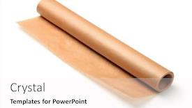  Presentation with parchment paper - PPT theme featuring pergament - roll of brown baking parchment background and a sky blue colored foreground