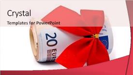  Presentation with red bow - Slides having affectionate couple stood close together background and a violet colored foreground