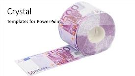  Presentation with toilet - Presentation featuring bathroom bills - roll of euro toilet paper background and a white colored foreground