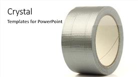  Presentation with duct - Cool new slides with roll of gaffer tape duct backdrop and a white colored foreground