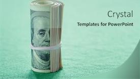  Presentation with roll - Theme enhanced with roll-of-hundred-usa-dollar background and a soft green colored foreground