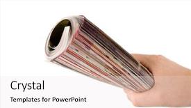  Presentation with roll - Colorful presentation enhanced with roll of magazine in hand backdrop and a white colored foreground