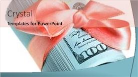  Presentation with roll - PPT theme featuring roll-of-new-hundred-dollar background and a coral colored foreground