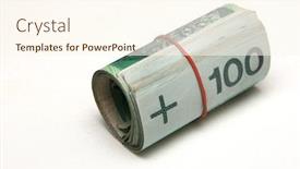  Presentation with roll - Presentation theme enhanced with pln - roll of polish money background and a cream colored foreground