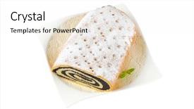  Presentation with yeast - Amazing PPT theme having roll of sweet yeast bread filled with poppy seed paste backdrop and a white colored foreground