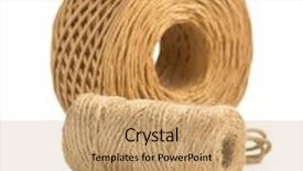  Presentation with thread - Presentation theme consisting of roll of twine cord and thread isolated on white background background and a coral colored foreground