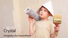  Presentation with brush - Colorful theme enhanced with project kids - boy with brush and roll backdrop and a lemonade colored foreground