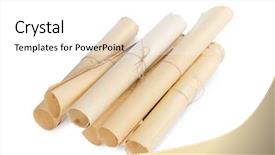  Presentation with scrolls - Cool new theme with roll paper - many ancient scrolls isolated backdrop and a white colored foreground
