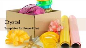  Presentation with dental materials - PPT layouts featuring roll paper - materials and accessories for wrapping background and a yellow colored foreground