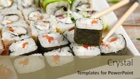  Presentation with asian chopsticks - PPT theme having roll-set-in-ceramic-white background and a coral colored foreground