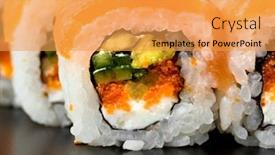  Presentation with sushi - Theme having roll-sushi-closeup-on-black background and a yellow colored foreground
