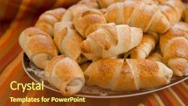  Presentation with fragrant - Beautiful PPT theme featuring roll up - fragrant croissants home baking backdrop and a tawny brown colored foreground