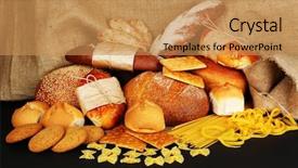  Presentation with corporate gifting and promotional products - PPT layouts with roll up - tasty flour products close up background and a coral colored foreground