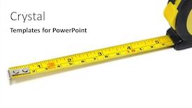  Presentation with tape measure - Slide set featuring roll-up tape measure isolated on a white background background and a white colored foreground