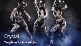  Presentation with motorcycle safety - Audience pleasing PPT theme consisting of roll woman with motorcycle backdrop and a navy blue colored foreground