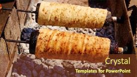  Presentation with charcoal - Cool new presentation theme with rolled-bakery-meat-rolls backdrop and a tawny brown colored foreground