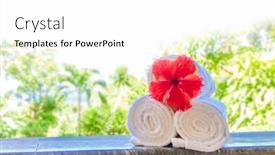  Presentation with ayurvedic medicine and nature spa - PPT theme having rolled-beach-or-spa-towels background and a white colored foreground