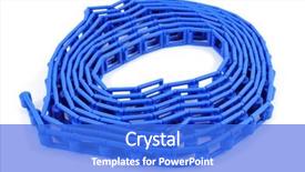  Presentation with flat - Amazing slide set having rolled blue plastic flat chain on a white background backdrop and a cobalt blue colored foreground