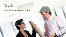  Presentation with architects - Colorful slide deck enhanced with rolled blue-print graphic art backdrop and a cream colored foreground