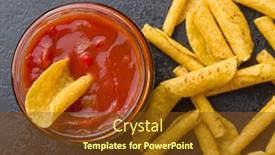  Presentation with dip - Amazing PPT theme having rolled nacho chips and salsa backdrop and a tawny brown colored foreground