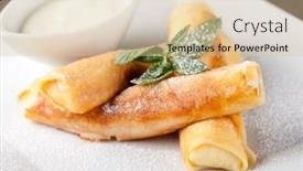  Presentation with powdered - Amazing theme having rolled-pancakes-with-powdered-sugar backdrop and a lemonade colored foreground