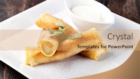  Presentation with powdered - Audience pleasing theme consisting of rolled-pancakes-with-powdered-sugar backdrop and a yellow colored foreground