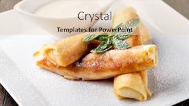  Presentation with powdered - PPT layouts having rolled-pancakes-with-powdered-sugar background and a lemonade colored foreground