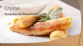  Presentation with powdered - Beautiful slide deck featuring rolled-pancakes-with-powdered-sugar backdrop and a lemonade colored foreground