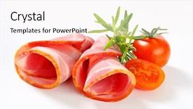  Presentation with thyme - Audience pleasing presentation theme consisting of rolled pork neck with thyme and tomatoes backdrop and a white colored foreground