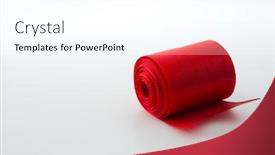  Presentation with gift ribbon - Amazing theme having rolled-reel-of-red-ribbon backdrop and a pink colored foreground