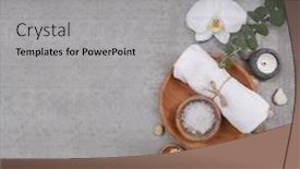  Presentation with white candles - Presentation design featuring rolled-towels-and-salt-spoon background and a light gray colored foreground