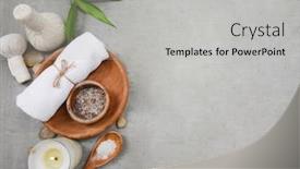  Presentation with spa concept stone - Presentation theme having stone and essential oil herbal background and a light gray colored foreground