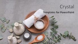  Presentation with eucalyptus - Cool new presentation theme with rolled-towels-and-soap backdrop and a light gray colored foreground