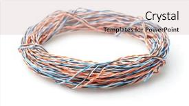 Presentation with cable - Colorful presentation enhanced with rolled twisted pair cable isolated backdrop and a soft green colored foreground