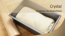  Presentation with rise - Colorful slide deck enhanced with rolled up bread dough for an english split-tin loaf rolled up ready for its final rise backdrop and a soft green colored foreground