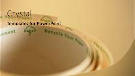  Presentation with adding machine - PPT theme consisting of rolled-up-recycle-adding-machine background and a yellow colored foreground