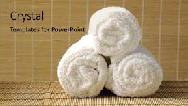  Presentation with maroon - PPT layouts featuring rolled up white spa towel background and a coral colored foreground