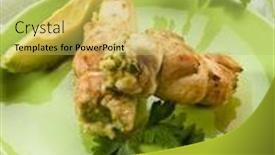  Presentation with avocado - Presentation with rolled up with avocado cream and parsley background and a yellow colored foreground