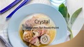  Presentation with sage - PPT layouts featuring rolled up with bacon and sage background and a light blue colored foreground