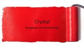  Presentation with paint brush - Presentation theme with roller brush with red paint background and a crimson colored foreground