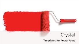  Presentation with creative - Audience pleasing theme consisting of roller brush with red paint backdrop and a sky blue colored foreground