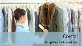 Presentation with dry cleaning - Presentation theme enhanced with roller cleaning clothes in dry background and a light blue colored foreground