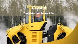 Presentation with road yellow - Amazing PPT layouts having roller compactor asphalting the road backdrop and a coral colored foreground
