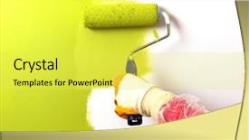  Presentation with green color - Presentation theme enhanced with roller painting wall on green background and a yellow colored foreground