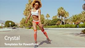  Presentation with roller skating - Audience pleasing slides consisting of roller skate girl riding along backdrop and a coral colored foreground