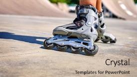  Presentation with extreme - Cool new PPT theme with roller skate legs close up backdrop and a soft green colored foreground