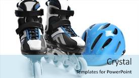  Presentation with roller skating - Presentation theme consisting of roller skates and helmet background and a light blue colored foreground