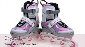  Presentation with roller skating - Colorful presentation theme enhanced with roller skates isolated on white backdrop and a coral colored foreground
