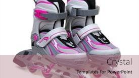  Presentation with background - Presentation having roller-skates-isolated-on-white background and a coral colored foreground