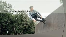  Presentation with ramp - Beautiful slides featuring skater rolling off the ramp backdrop and a soft green colored foreground